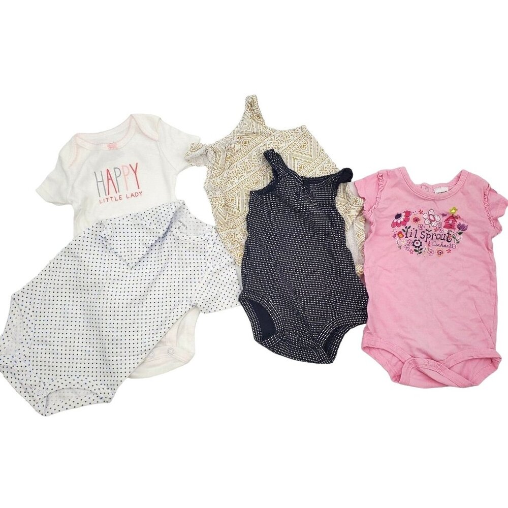 6M Carhartt & Carters Baby Girl One-piece Bodysuit Bundle 6-piece Set